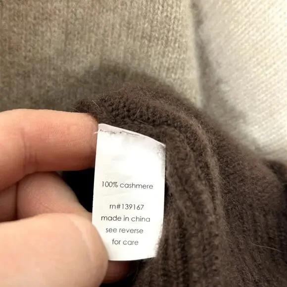 27 MILES MALIBU Alondra Cashmere Block Stripe Pullover Sweater In Brown {ZZ53}